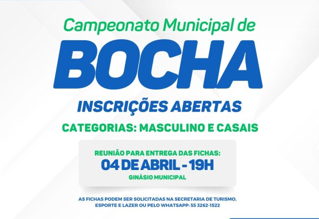 Inscrições abertas: Campeonato Municipal de Bocha - Edição 2024