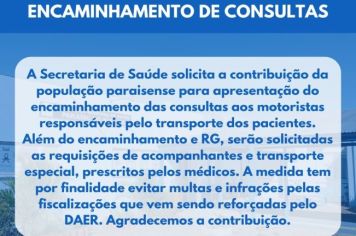 Aviso: Encaminhamento de consultas