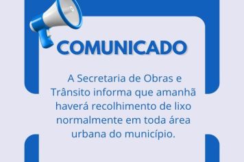 Comunicado: recolhimento de lixo (10/05)