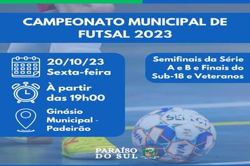 Jogos do Campeonato Municipal de Futsal: finais do Sub-18 e Veteranos
