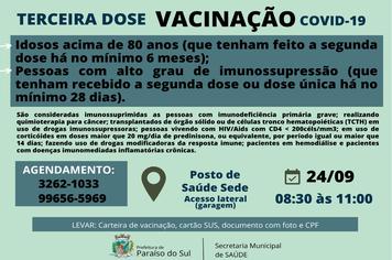 Na próxima semana haverá calendário vacinal de 3ª dose da vacina contra a COVID