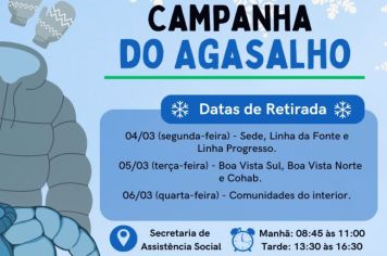 Campanha do Agasalho: datas de retirada