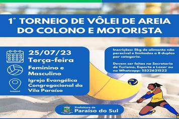 1° torneio de Vôlei de areia do Colono e Motorista - Inscrições abertas