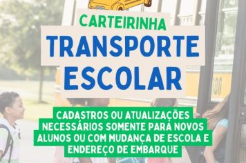 Comunicado: Carteirinhas do Transporte Escolar (orientações)