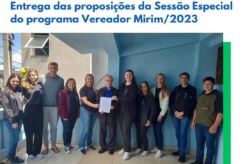 Entrega das proposições da Sessão Especial do programa Vereador Mirim/2023