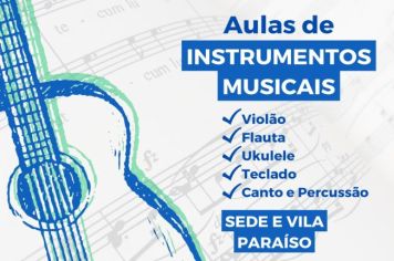 Inscrições abertas - aulas de instrumentos musicais