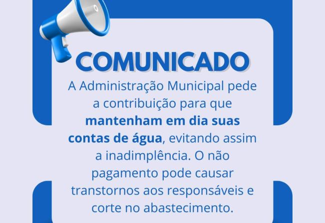 Comunicado: contas de água