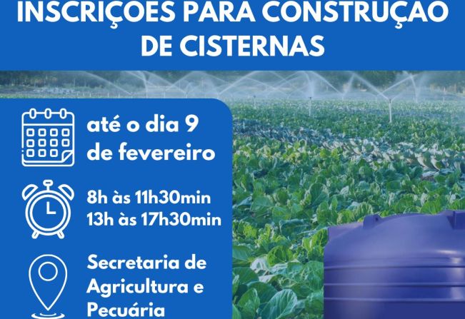 Inscrições abertas - construção de cisternas