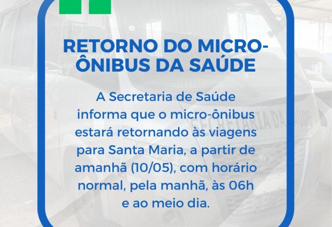 Comunicado: retorno do micro-ônibus da saúde