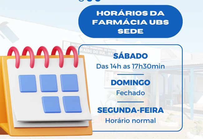 Comunicado: horários da farmácia UBS Sede