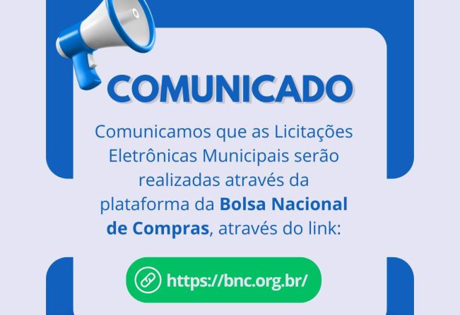 Comunicado: Licitações Eletrônicas Municipais