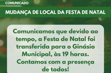 Comunicado: mudança de local da Festa de Natal