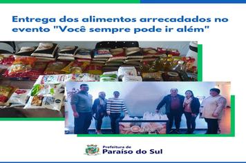 Entrega dos alimentos arrecadados no evento 