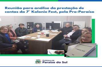 Reunião para análise da prestação de contas da 7ª Kolonie Fest, pela Pró-Paraíso