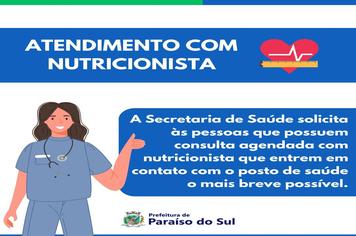 Aviso: atendimento com nutricionista