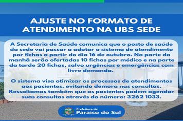Aviso: ajuste no formato de atendimento na UBS Sede