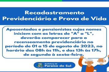 Recadastramento Previdenciário e Prova de Vida
