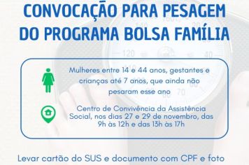Convocação para pesagem do Programa Bolsa Família