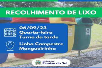 Aviso: Recolhimento de lixo (Localidades e data) - 06/09