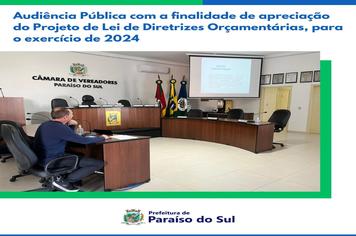 Audiência Pública com a finalidade de apreciação do Projeto de Lei de Diretrizes Orçamentárias, para o exercício de 2024
