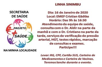 Linha Sinimbú receberá Projeto “ Mais Saúde na Minha Localidade”