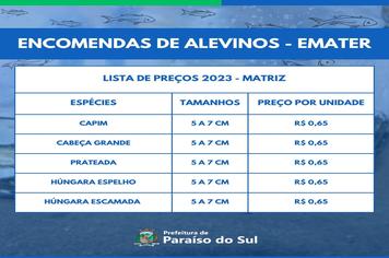 Encomendas de alevinos - EMATER