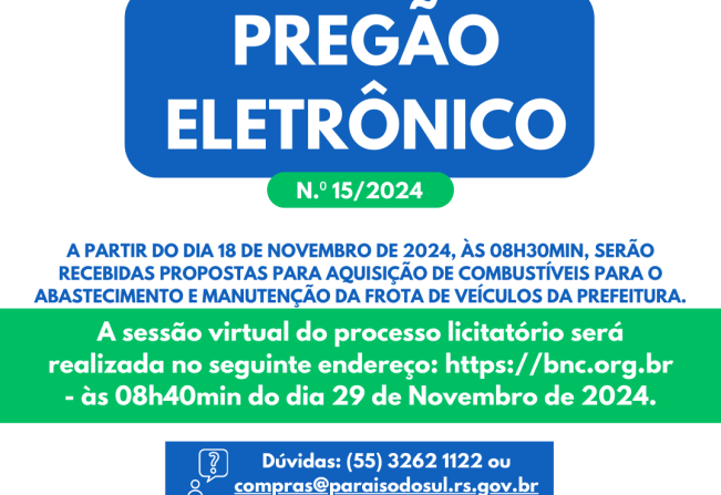 PREGÃO ELETRÔNICO N.º 15/2024