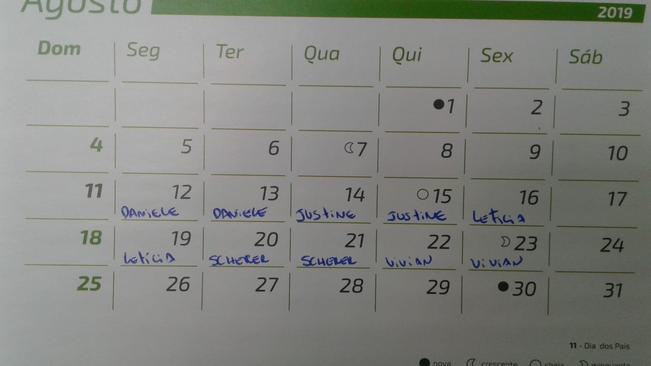 Calendário de visitas domiciliares contra os Mosquitos