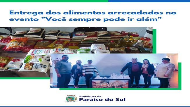 Entrega dos alimentos arrecadados no evento 