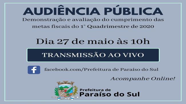 Audiência Pública Metas Fiscais 1º quadrimestre de 2020