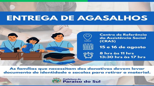 Entrega de agasalhos no Centro de Referência da Assistência Social (CRAS)