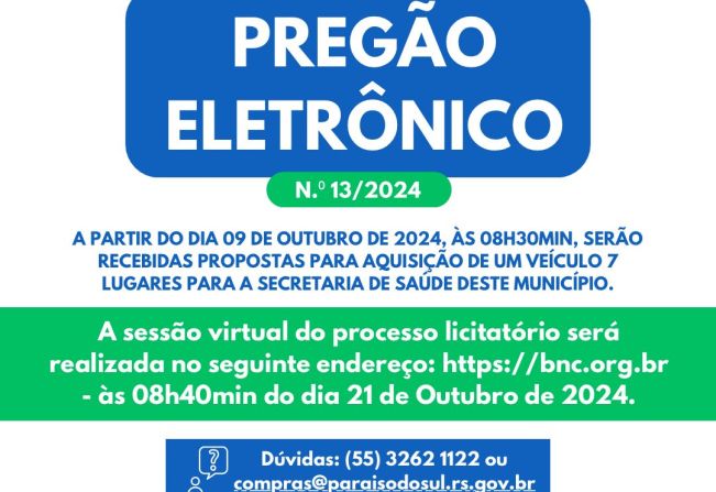 PREGÃO ELETRÔNICO N.º 13/2024