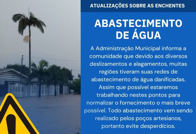 Atualizações sobre as enchentes: abastecimento de água