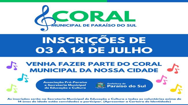 Coral Municipal está com inscrições abertas