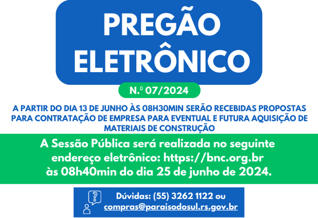 PREGÃO ELETRÔNICO N.º 07/2024