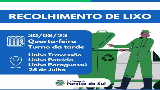 Aviso: Recolhimento de lixo (Localidades e data)