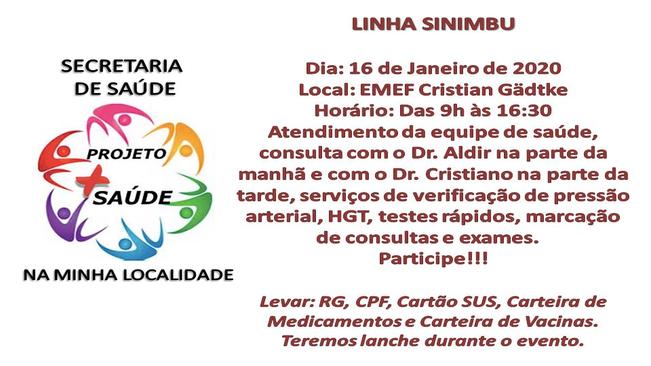 Linha Sinimbú receberá Projeto “ Mais Saúde na Minha Localidade”
